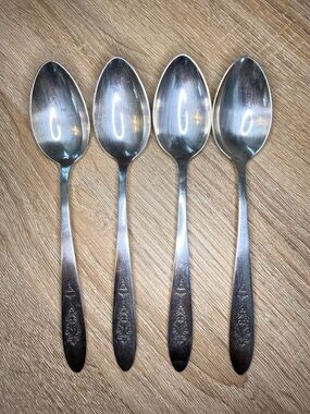 Oneida Community Bird of Paradise set of 4 Table Spoons silverplate flatware 7in